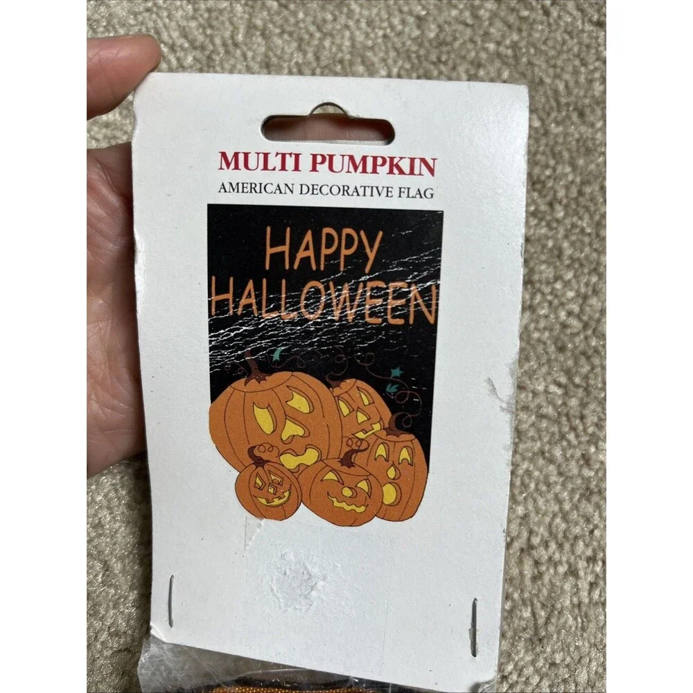 NIP Happy Halloween Flag Indoor Outdoor Multi Pumpkins 28” x 44” Decorative Flag